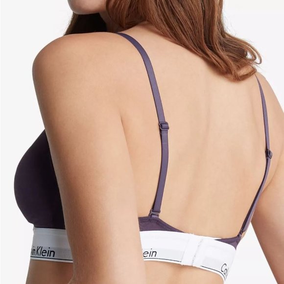 Calvin Klein Purple Modern Cotton Lightly Lined Triangle Wireless Bralette - Picture 4 of 5